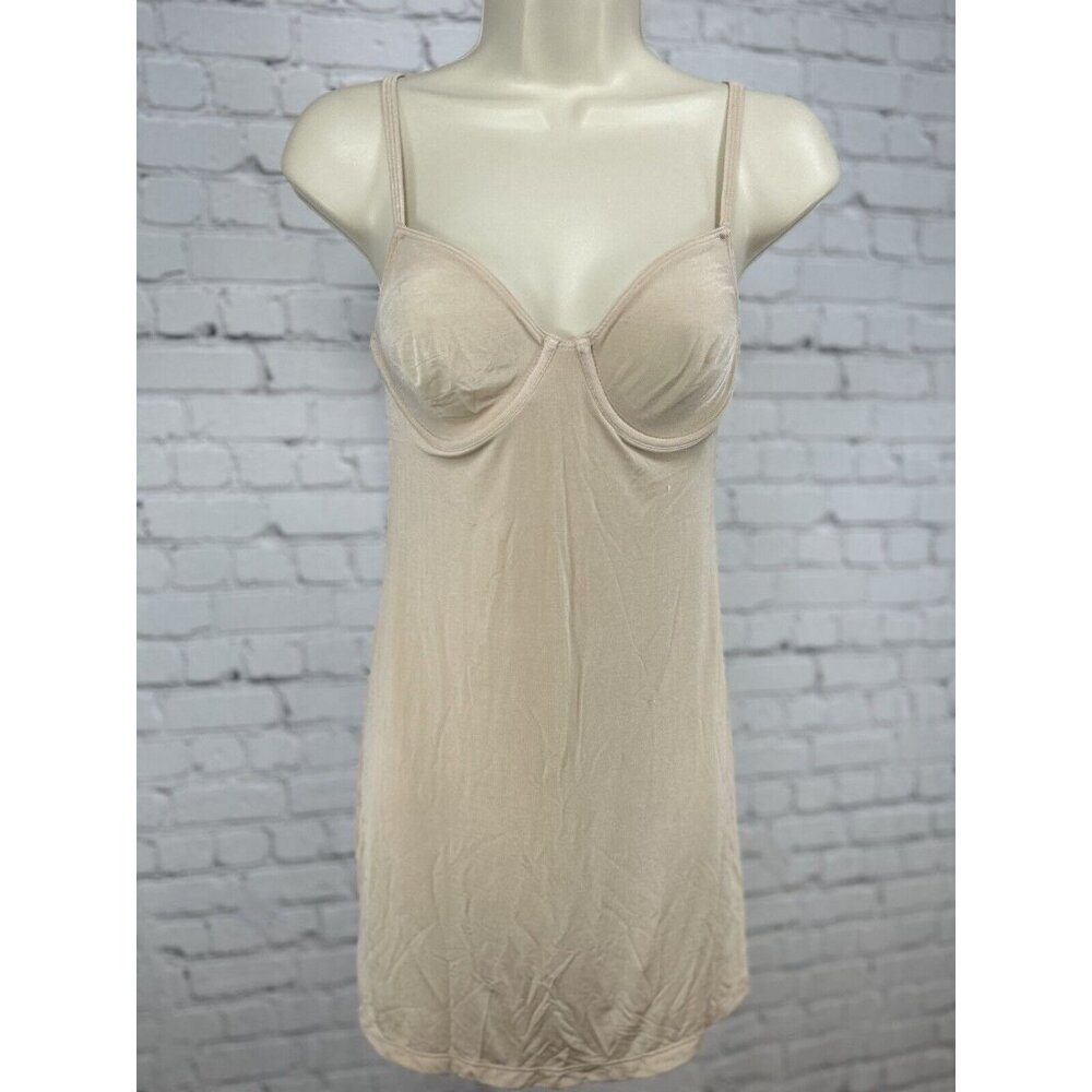 Calvin Klein Nude Adjustable Spaghetti Strap Unlined Demi Cup Midi Slip 34C